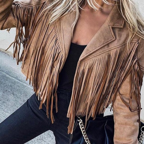 Cropped Jacket Vegan Leather Fringe Jacket Faux Leather Jacket